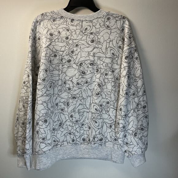 NWT Women’s Lilo and Stitch All Over Print Gray Graphic Sweatshirt Size Large - Picture 7 of 8